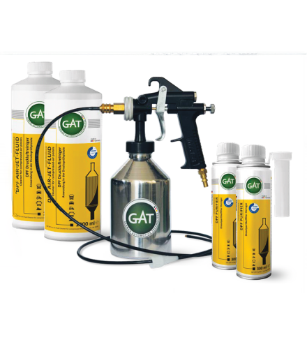 DPF Starter Kit – GAT Germany Nr. Art. 62950 (2x Air Jet Fluid 1L + 2 DPF Purifier + Pistol Pneumatic)